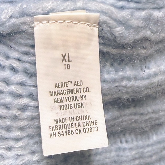 Aerie Light Blue Cable Knit wool-blend Sweater Romantic Whimsy sz:XL - Picture 6 of 7